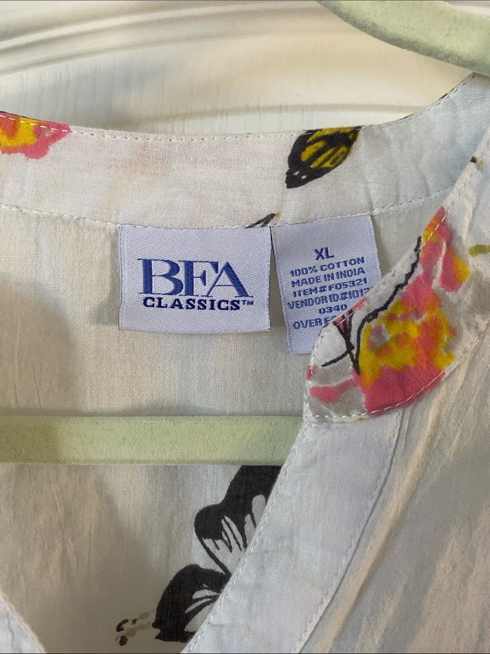 BFA Classics Floral Cotton Button-Up - White with Pink & Yellow Accents - Picture 2 of 5